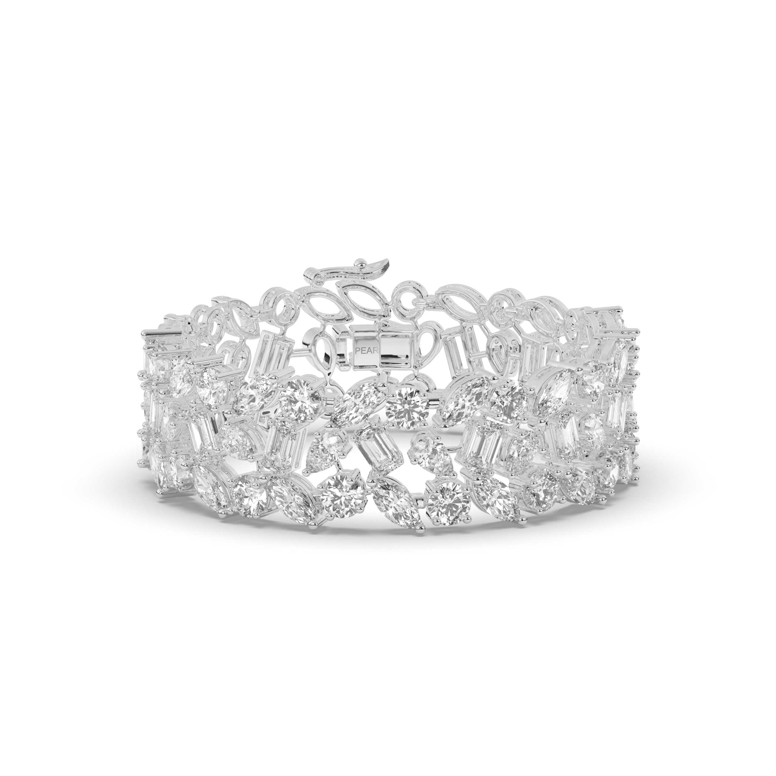Tennis Bracelet with Elegant Royal Cutwork Lab-grown Diamonds - Pear Jewels
